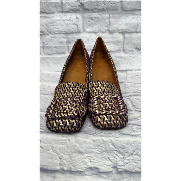 Chie Mihara Pema Purple Green Heel Loafers EU Size 38 Gold Geometric - Picture 3 of 8